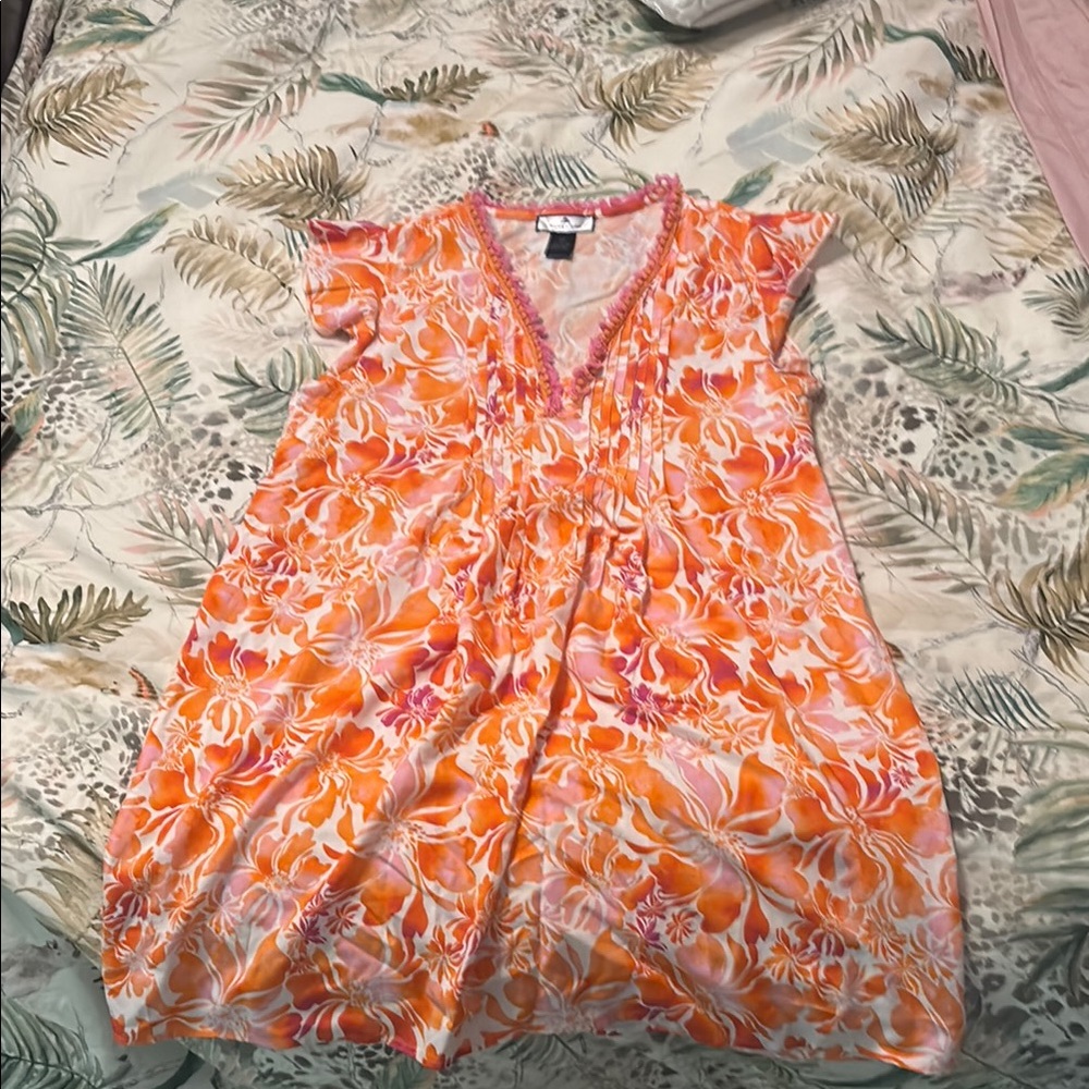 Floral Orange and Pink Dress coverup